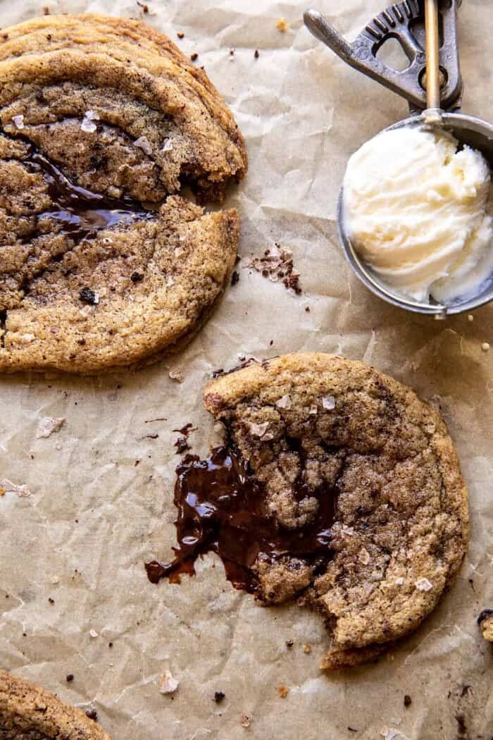 Giant Salted Espresso Hot Fudge Cookies | halfbakedharvest.com