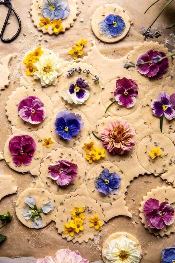 overhead prep photo of Lavender Lemon Sugar Cookies before baking 