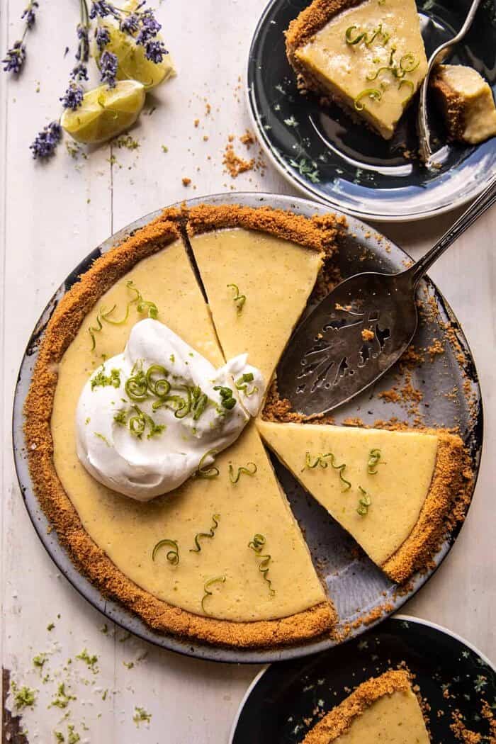 Double Stuffed Vanilla Key Lime Pie | halfbakedharvest.com overhead photo of Double Stuffed Vanilla Key Lime Pie