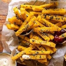 Garlic Parmesan Herb Butter Polenta Fries with Lemon Aioli | halfbakedharvest.com