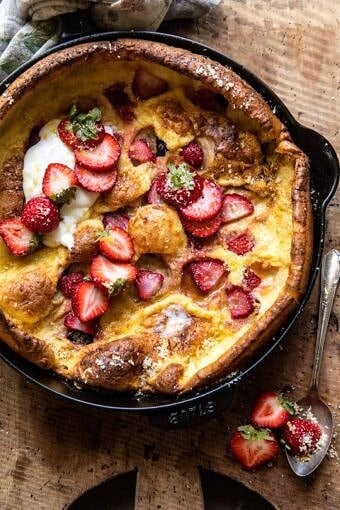 Lemon Strawberry Dutch Baby with Ricotta Cream | halfbakedharvest.com