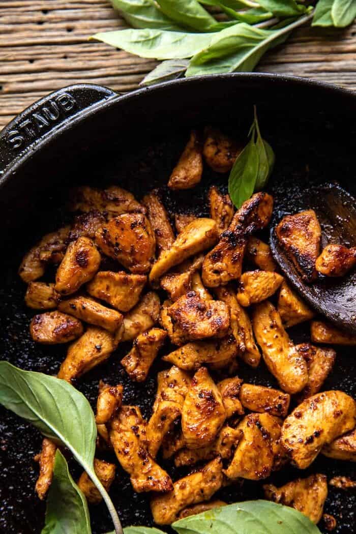 caramelized chicken in skillet