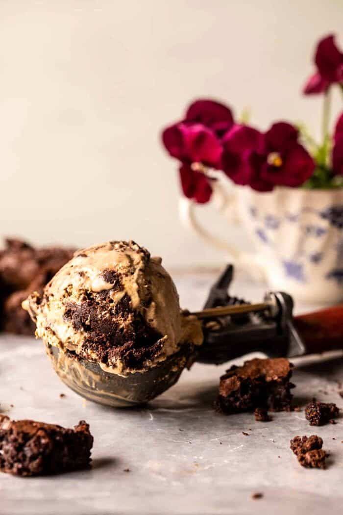 No Churn Fudge Brownie Coffee Ice Cream | halfbakedharvest.com