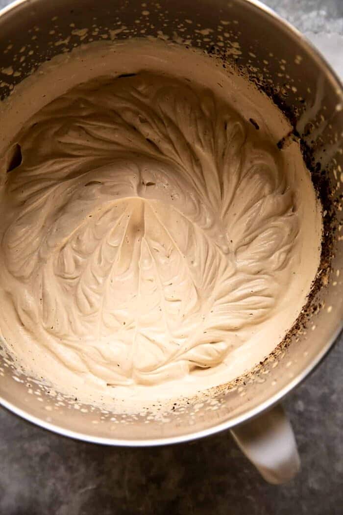 Coffee Ice Cream in mixing bowl before adding brownie chunks