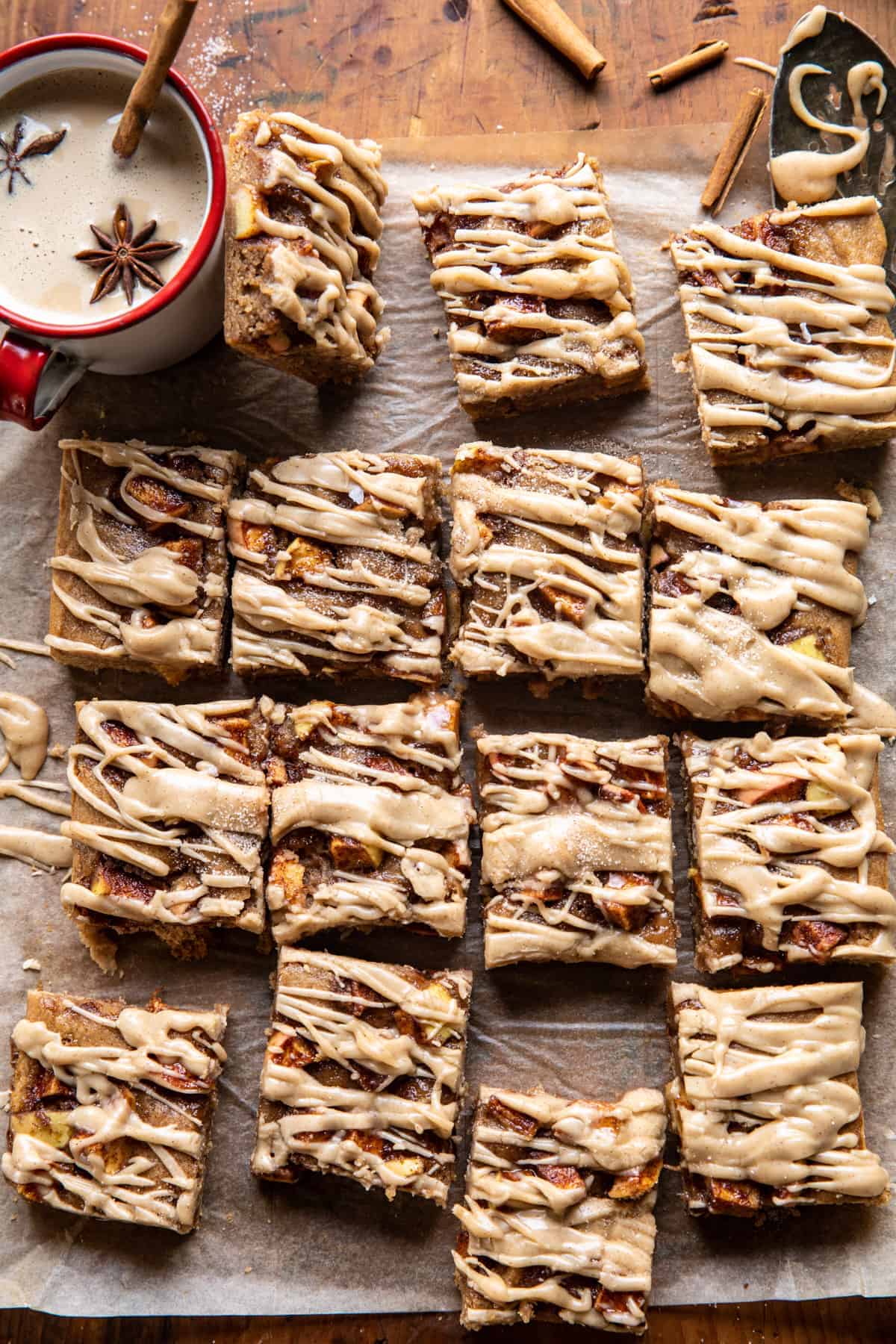 Brown Butter Apple Blondies with Cinnamon Maple Glaze | halfbakedharvest.com