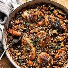 One Pot Lemon Rosemary Dijon Chicken and Butter Toasted Rice Pilaf | halfbakedharvest.com