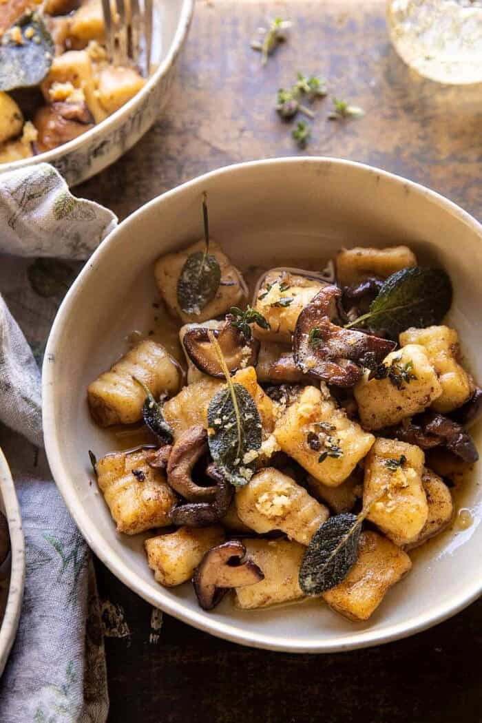 Ricotta Gnocchi with Herby Mushrooms and Sage Browned Butter | halfbakedharvest.com