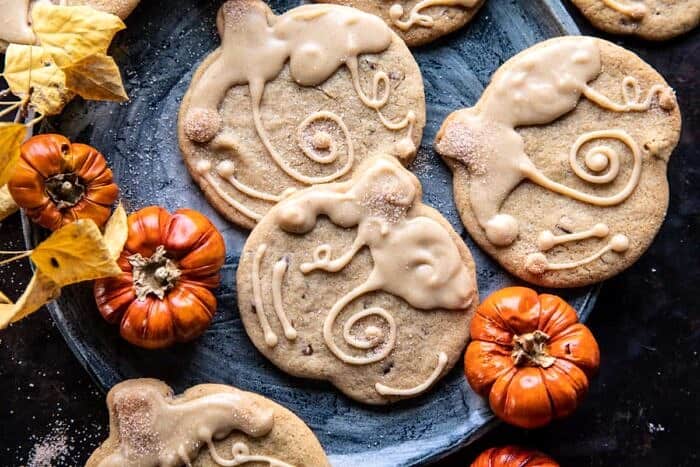 overhead horizontal photo of Glazed Brown Sugar Maple Cookies