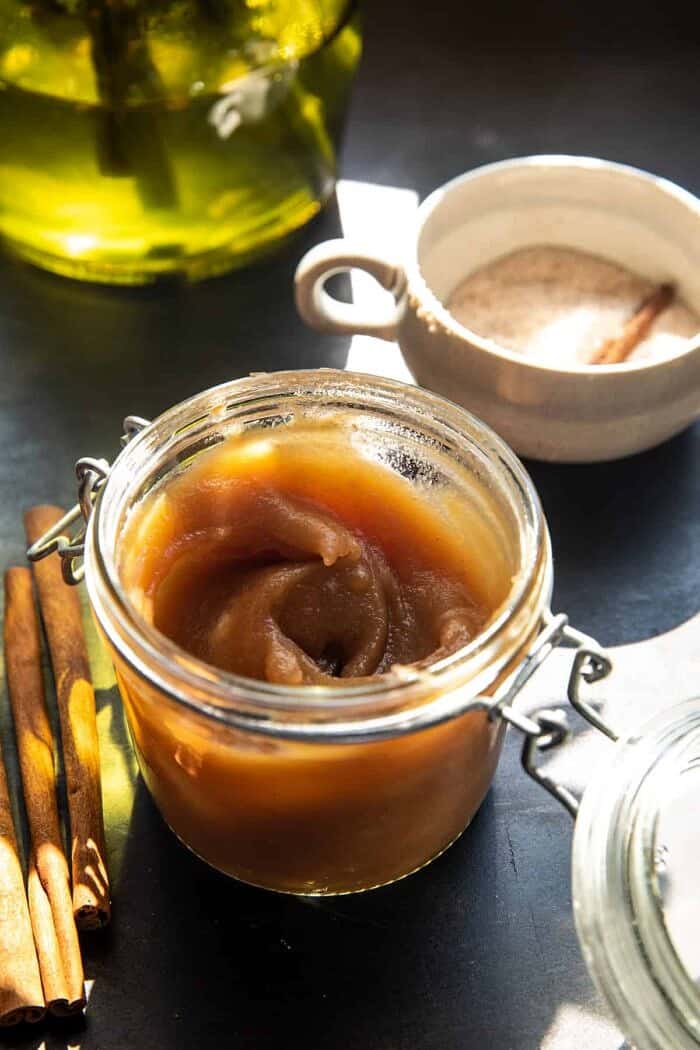 Mini Apple Cider Cakes | halfbakedharvest.com prep photo of apple butter