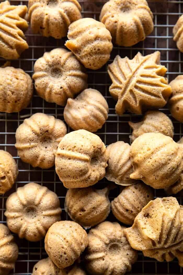 Mini Apple Cider Cakes | halfbakedharvest.com prep photo of cakes before tossing in cinnamon sugar