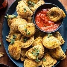 Oven Toasted Garlic Herb Cheese Ravioli | halfbakedharvest.com
