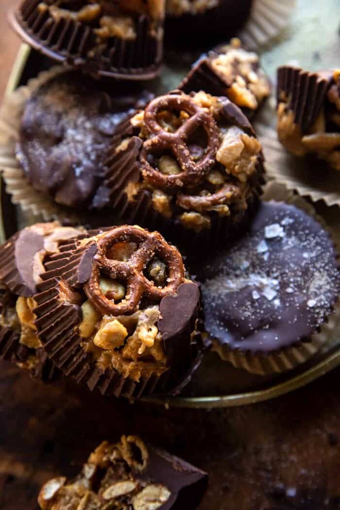 Snickerdoodle Peanut Butter Chocolate Chex Mix Bars | halfbakedharvest.com