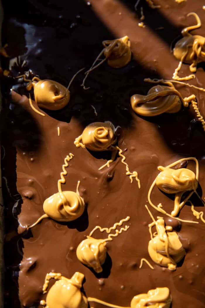 Swirled Chocolate Butterscotch Bars | halfbakedharvest.com process photo of Swirled Chocolate Butterscotch Bars