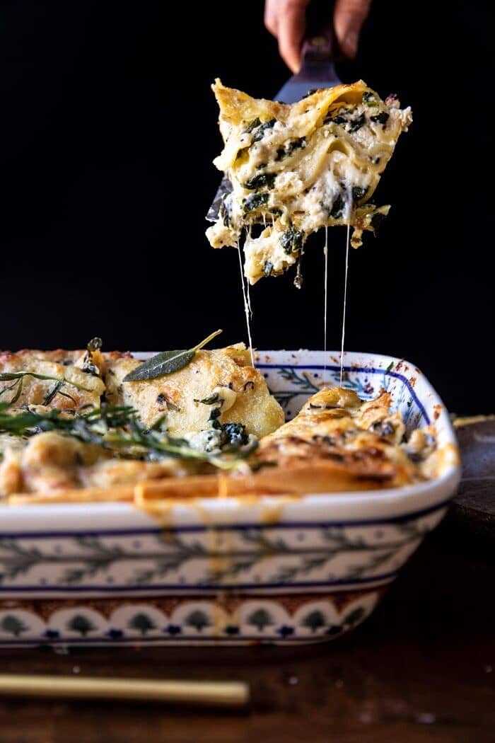 4 Cheese Sage Pesto Florentine Lasagna | halfbakedharvest.com