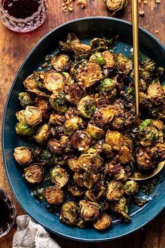 Fried Brussels Sprouts with Cider Vinaigrette and Bacon Breadcrumbs | halfbakedharvest.com