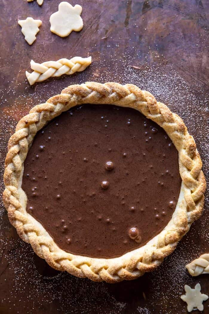 prep photo of Molten Chocolate Crackle Pie before baking