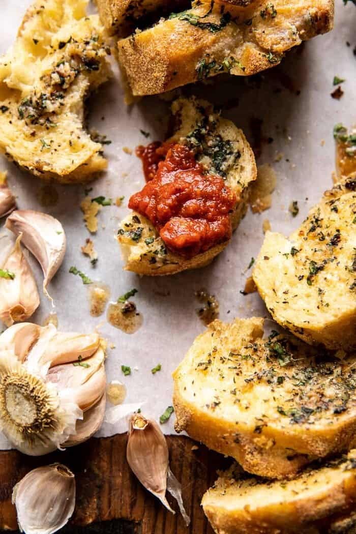 Easy Pull Apart Garlic Parmesan Bread | halfbakedharvest.com Easy Pull Apart Garlic Parmesan Bread with marinara sauce
