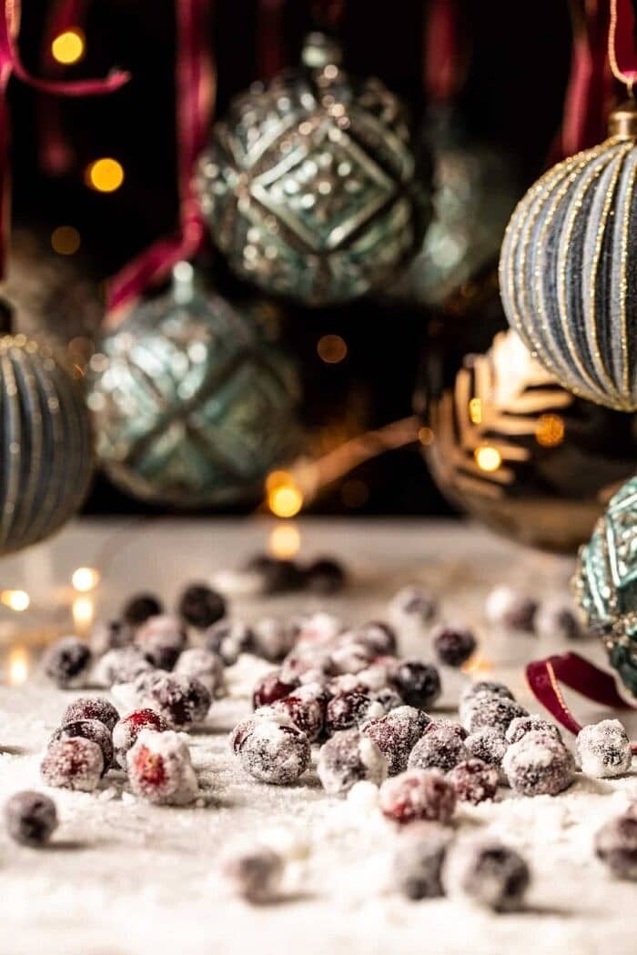 Frosted Mistletoe Margarita | halfbakedharvest.com sugared cranberries