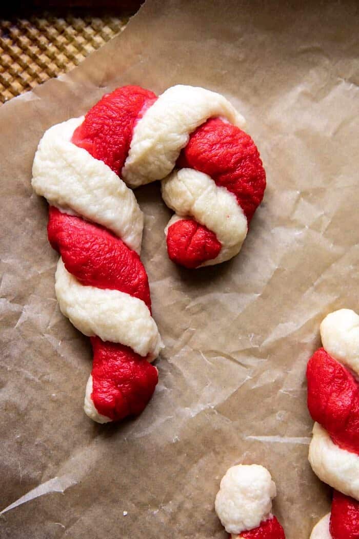 Salted Garlic Butter Candy Cane Bagels | halfbakedharvest.com bagels before baking