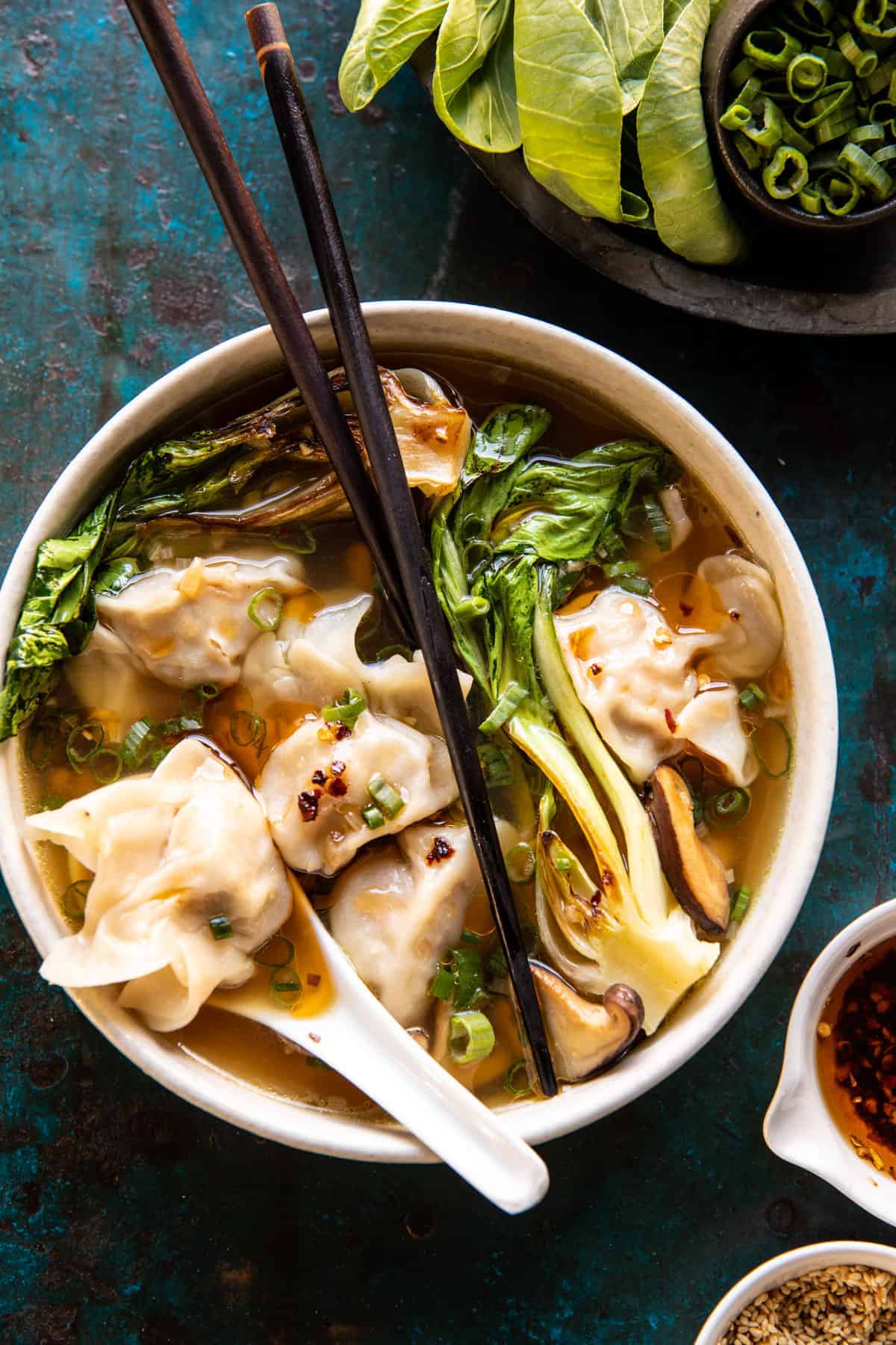25 Minute Wonton Soup with Sesame Chili Oil | halfbakedharvest.com