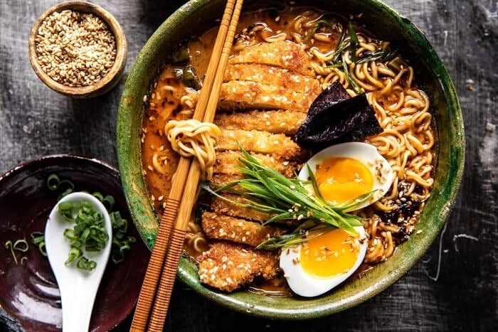 30 Minute Spicy Miso Chicken Katsu Ramen | halfbakedharvest.com