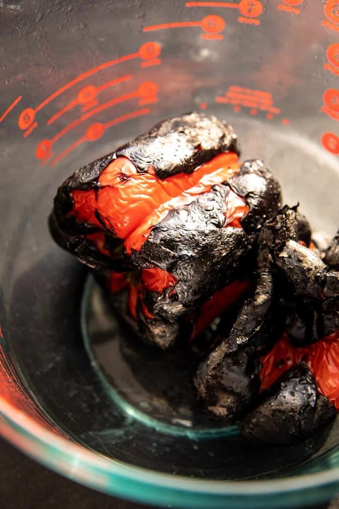 prep photo of roasted red peppers 