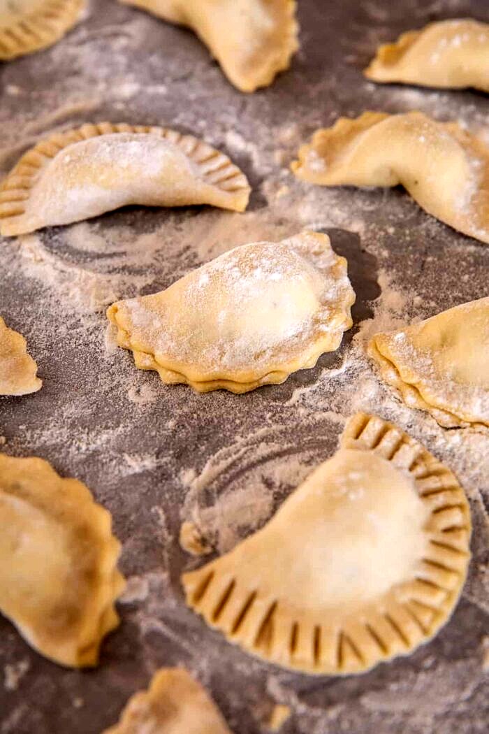 Broccoli Cheddar Potato Pierogi before boiling 