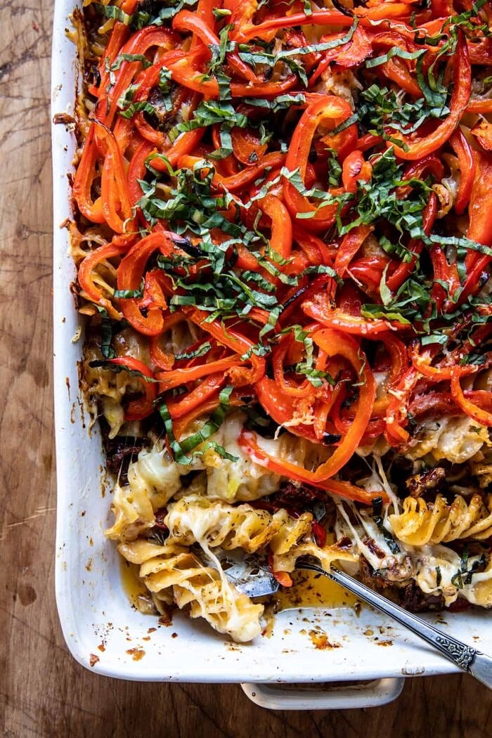 One Pan Baked Cheesy Basil Pasta | halfbakedharvest.com