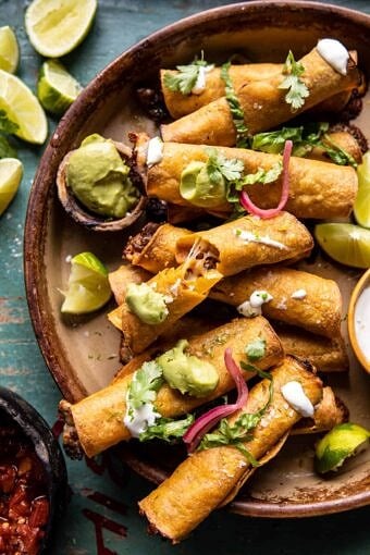 Queso Fundido Taquitos | halfbakedhavest.com