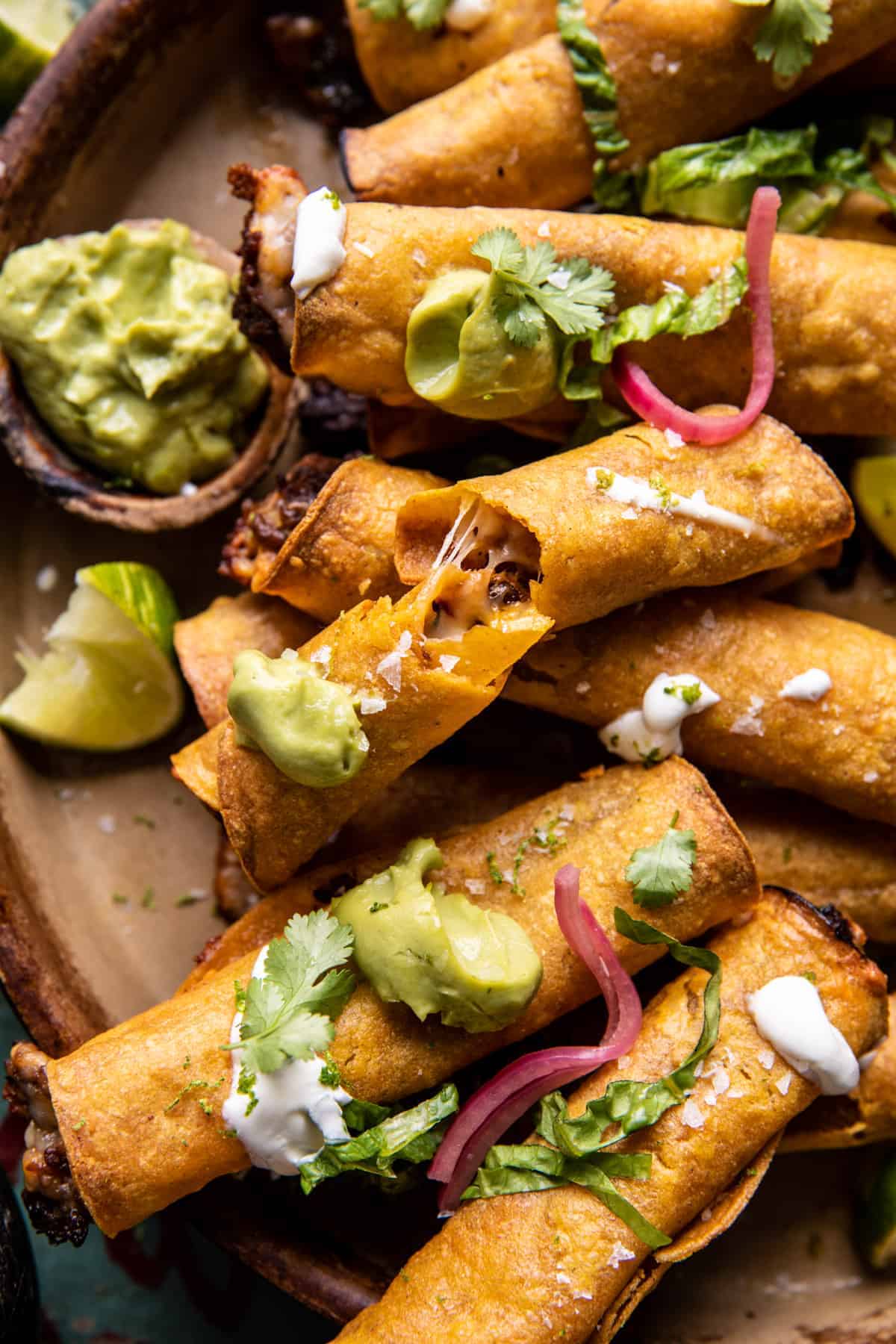 Queso Fundido Taquitos | halfbakedhavest.com