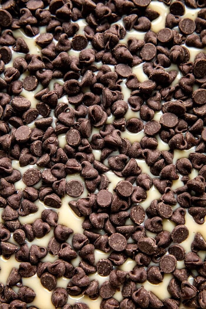 prep photo of Salted Pretzel Magic Bars before baking