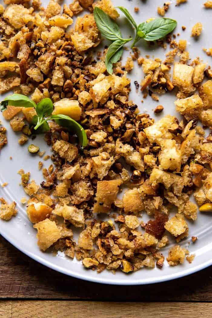 Creamy Lemon Basil and Asparagus Pasta with Spicy Breadcrumbs | halfbakedharvest.com