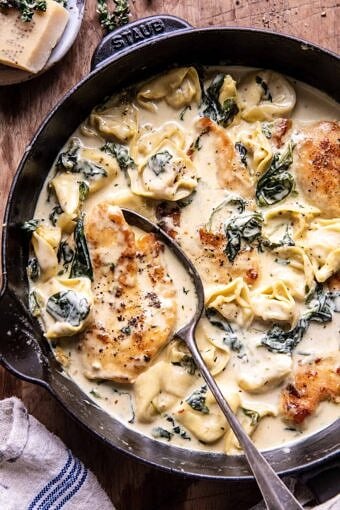 Creamy Parmesan Chicken and Spinach Tortellini | halfbakedhavrest.com