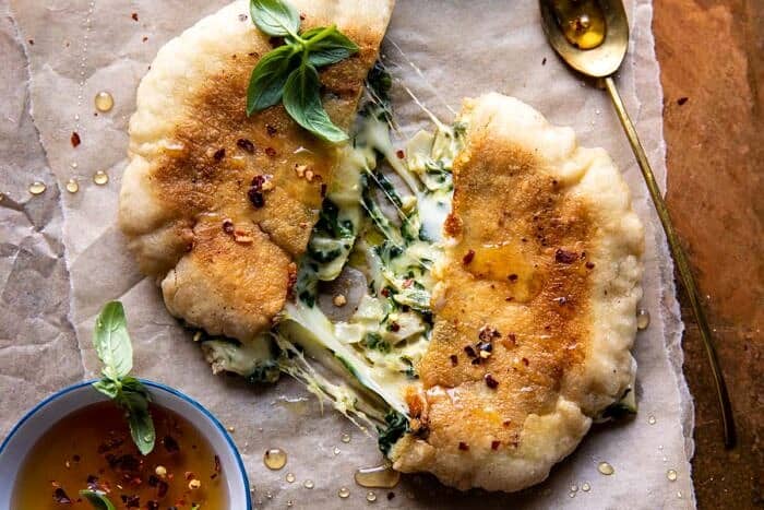 Spinach and Artichoke Pita Grilled Cheese | halfbakedharvest.com