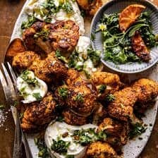 Crispy Roasted Blackened Cauliflower with Burrata and Herbs | halfbakedharvest.com