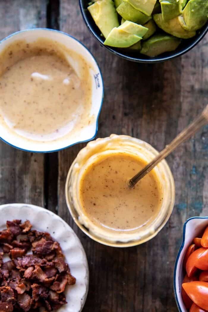 Honey Mustard Pretzel Chicken and Avocado Bacon Salad | halfbakedharvest.com