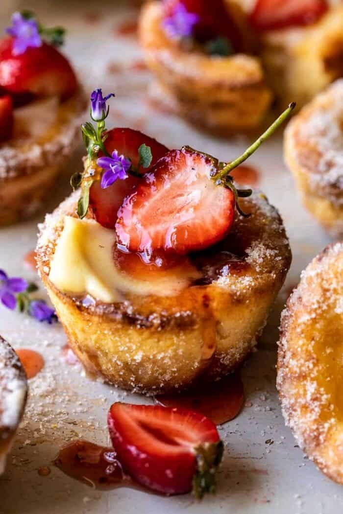 Mini Brown Butter Popovers with Jammy Strawberries | halfbakedharvest.com