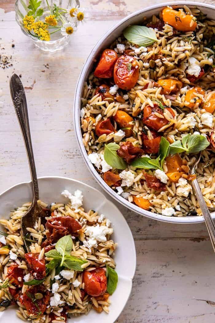 Roasted Tomato Basil and Feta Orzo | halfbakedharvest.com