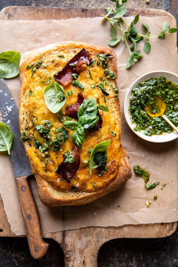 Baked Cheddar Pesto Egg Boats | halfbakedharvest.com