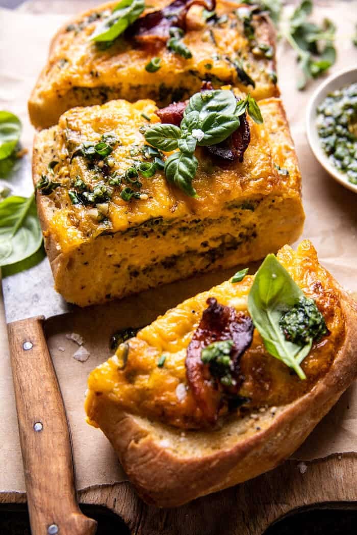 Baked Cheddar Pesto Egg Boats | halfbakedharvest.com