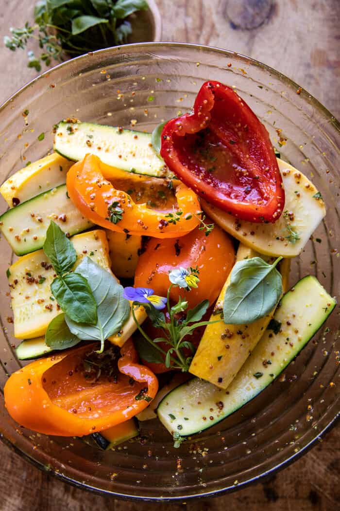 Grilled Vegetable Burrata Sandwich with Lemon Thyme Honey Mustard | halfbakedharvest.com