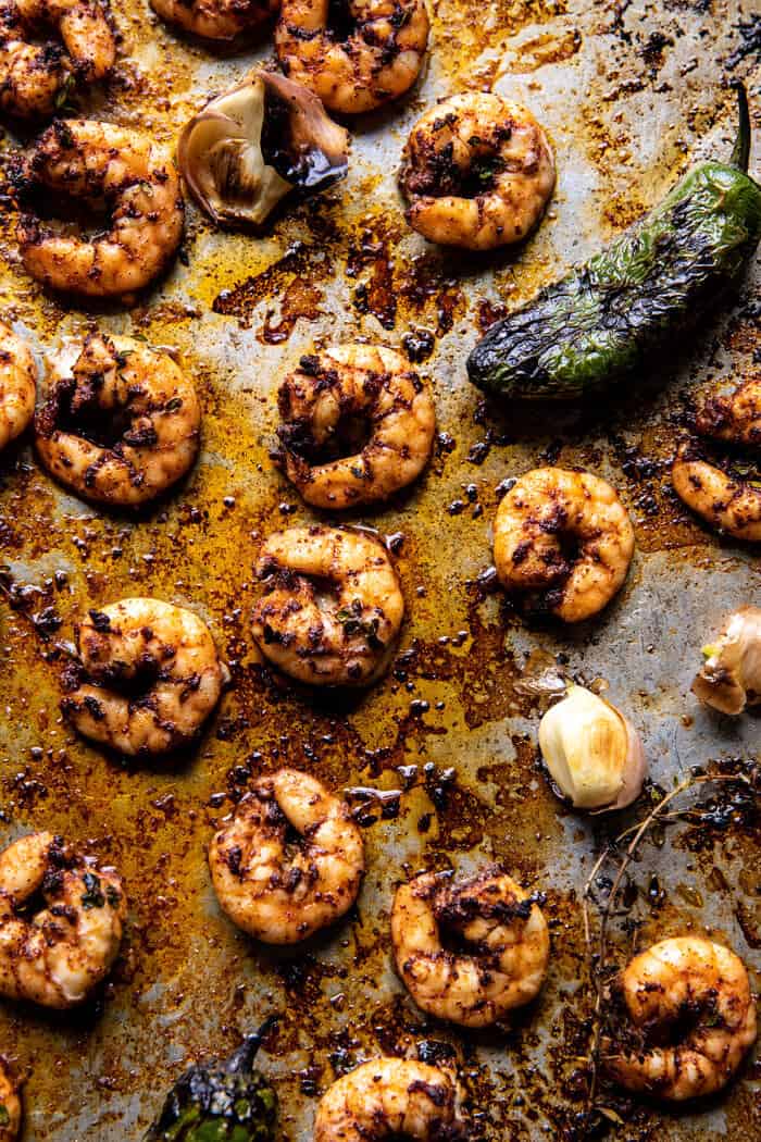 shrimp on baking sheet after baking