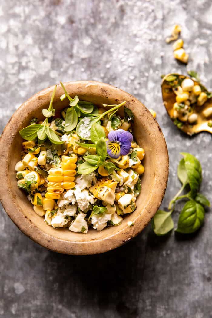 Spicy Beer BBQ Chicken Skewers with Avocado Corn and Feta Salsa | halfbakedharvest.com