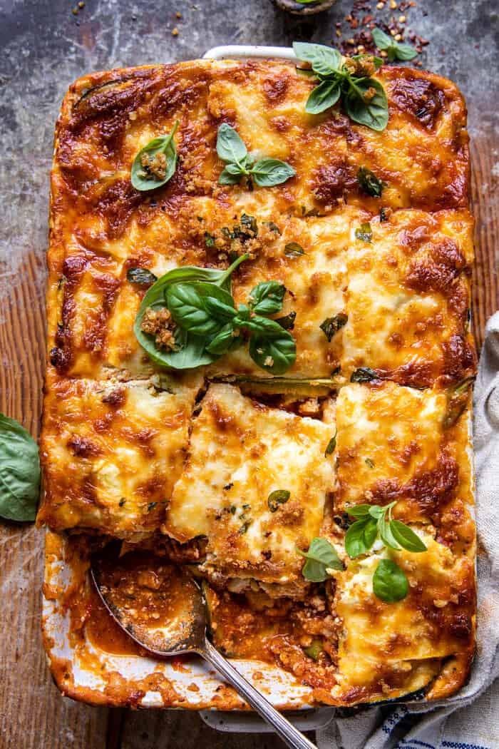 Spicy Zucchini Ricotta Lasagna with Oregano Breadcrumbs | halfbakedharvest.com
