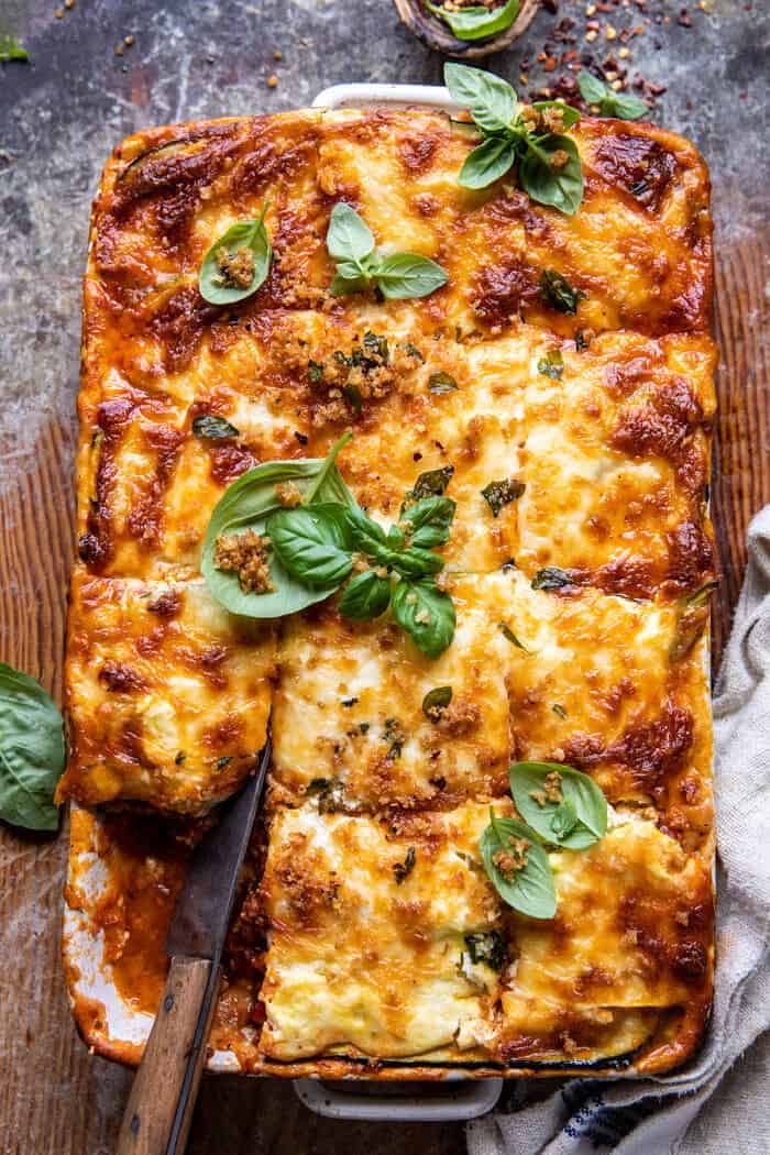 Spicy Zucchini Ricotta Lasagna with Oregano Breadcrumbs | halfbakedharvest.com