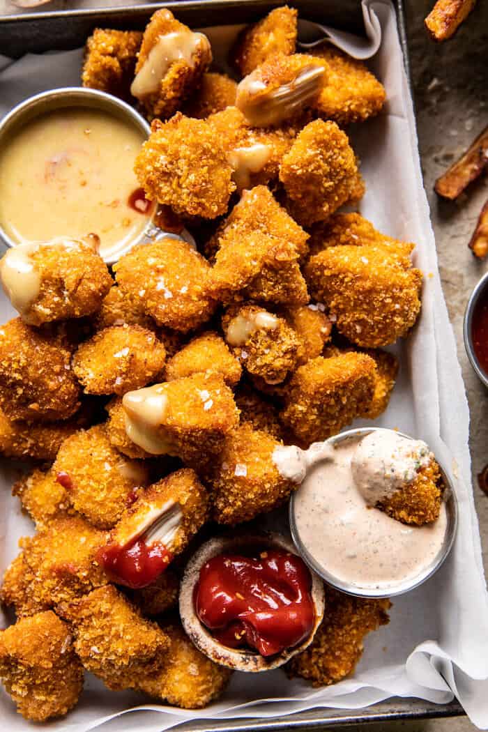 Better Than The Snack Bar Baked Chicken Nuggets...with all the sauces | halfbakedharvest.com