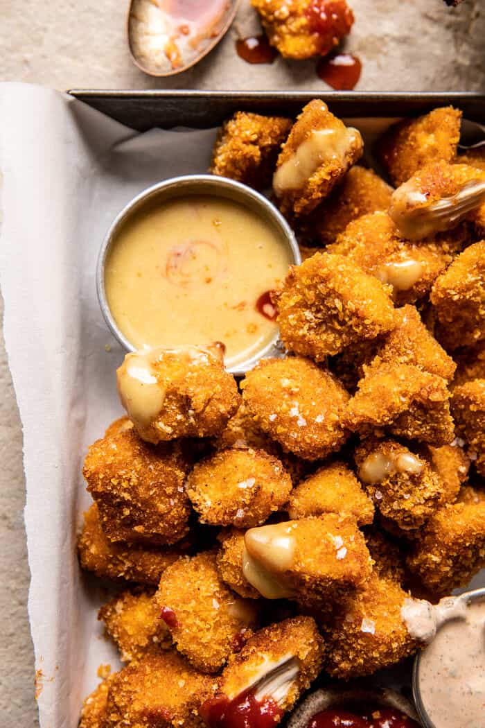 Better Than The Snack Bar Baked Chicken Nuggets...with all the sauces | halfbakedharvest.com