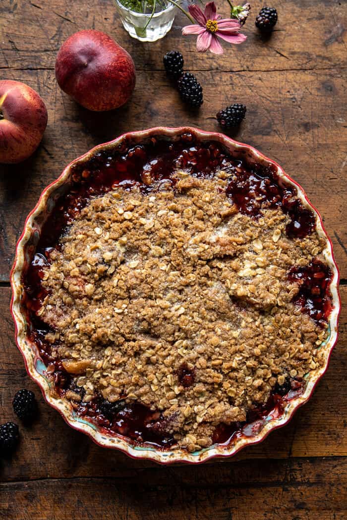 Cinnamon Maple Brown Butter Blackberry Peach Crisp | halfbakedharvest.com