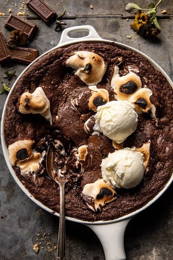 Gooey S'mores Skillet Brownie | halfbakedharvest.com