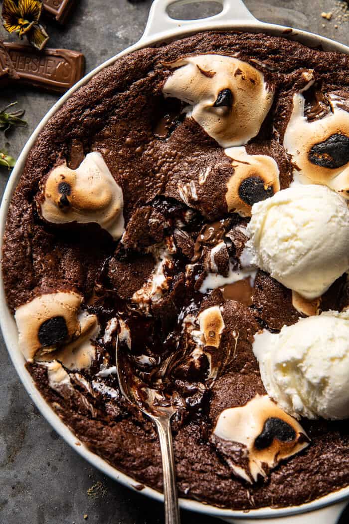 Gooey S'mores Skillet Brownie | halfbakedharvest.com